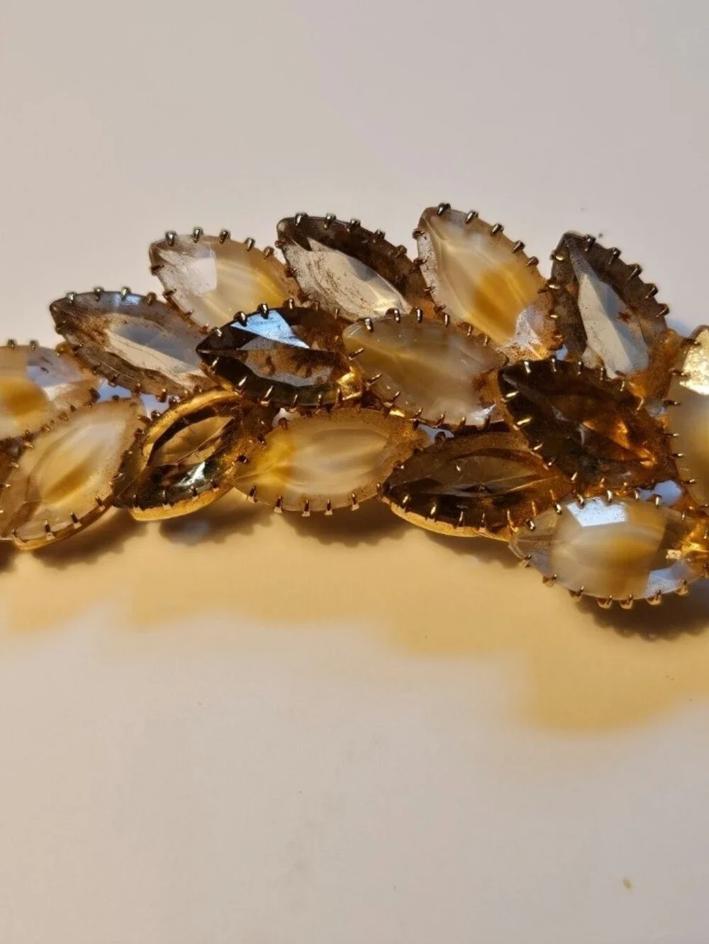 Lovely Autum Fall Vintage Spray Givre Glass Stones Brooch Pin
